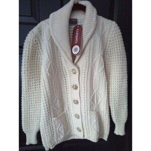 NWT Gaeltarra Women's Irish Aran Wool Cardigan sz 36 (small) Ireland Hand Knit